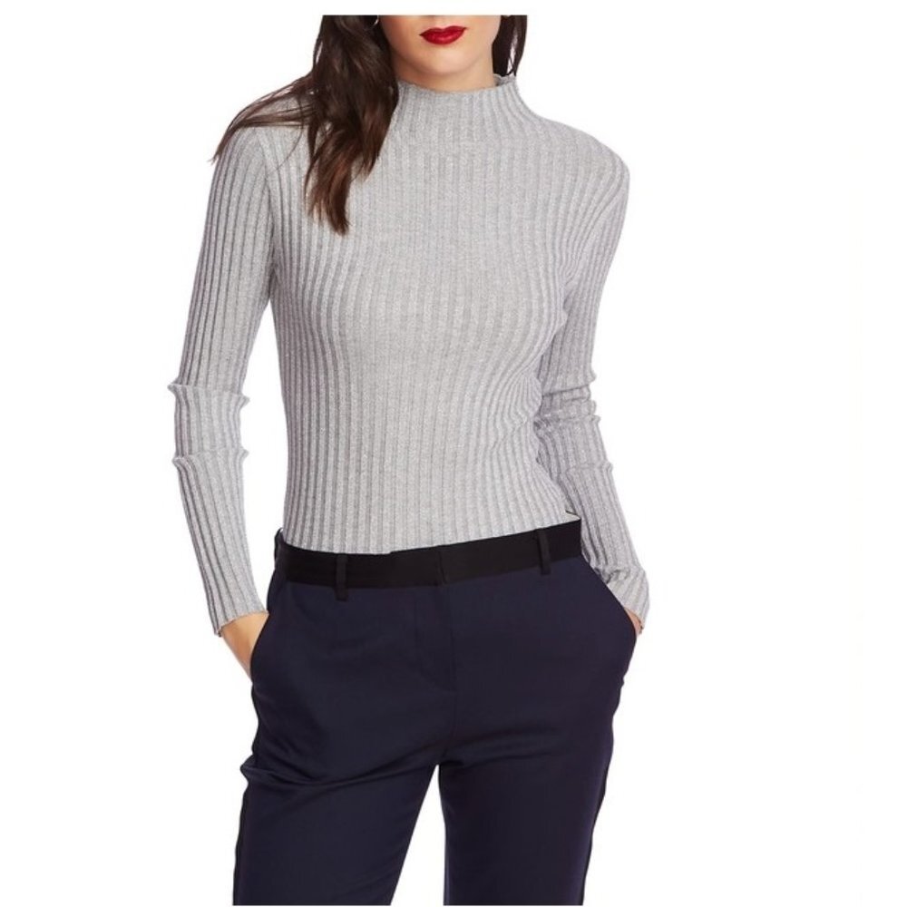 🎁 Court & Rowe Metallic Mock Neck Ribbed Sweater
